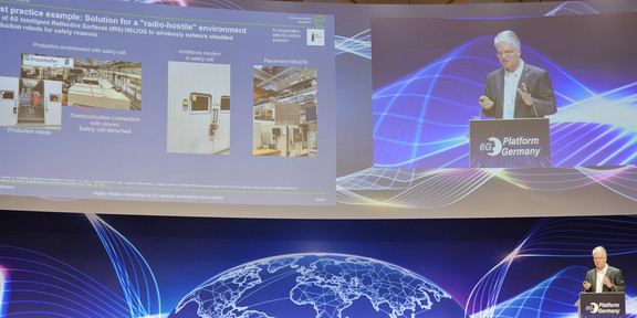 Talk from Christian Wietfeld in session on Connected Robotics at 6G Platform event 2024 in Berlin