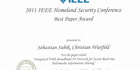 Best paper awards certificate